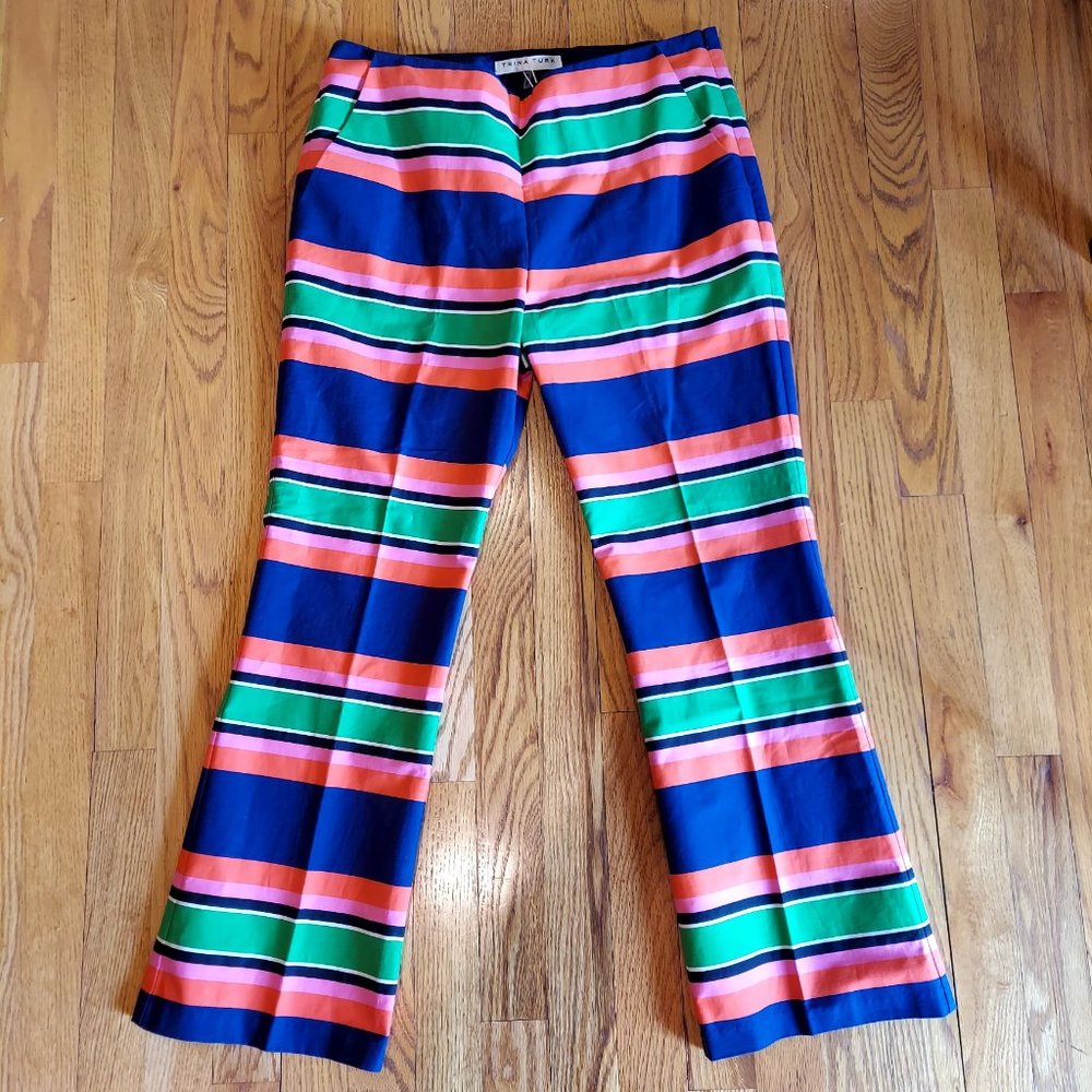 Trina Turk Colorful Striped Flare Pants